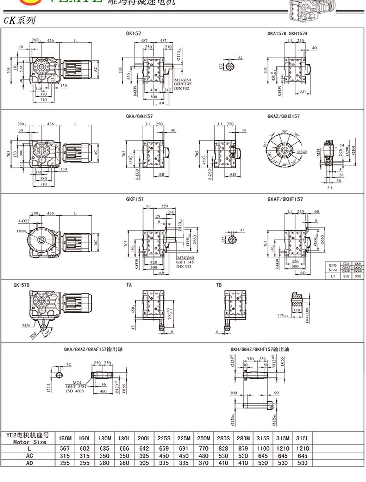 TK158傘齒輪減速機(jī)尺寸圖