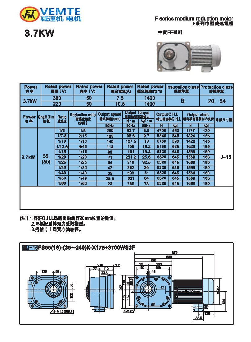 縮框型3.7KW-實心軸