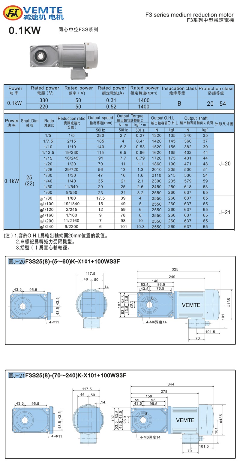 標(biāo)準(zhǔn)型帶電機(jī)0.1KW-空心軸